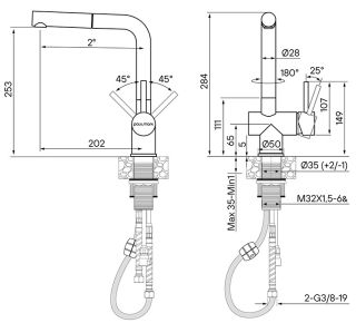 Смеситель для кухни Paulmark Dosse Do214418-418 чёрный металлик