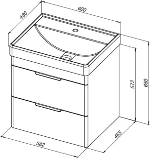 Тумба под раковину Aquanet Arlen 345588 60 см белый глянец