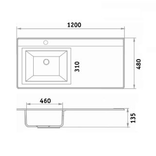 Умывальник Runo мебельный Гамма 120 лайт правое крыло (00-00001024)