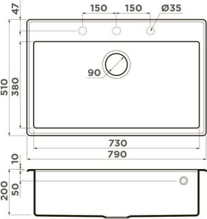 Мойка кухонная Omoikiri Tedori-79-PL платина