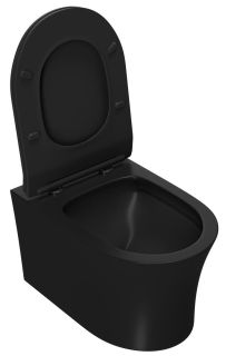 Подвесной унитаз Point Вега PN41711BM безободковый чёрный матовый