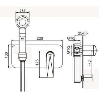 Гигиенический душ Boheme Venturo 387 со смесителем золото