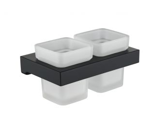 Настенный стакан двойной Grocenberg AC0022 (Черный матовый)