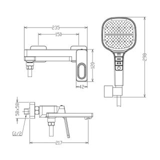 Смеситель для ванны Raglo R51.30.03 золотой сатин