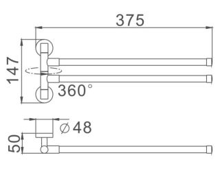 Полотенцедержатель Haiba HB8712 37см чёрный матовый
