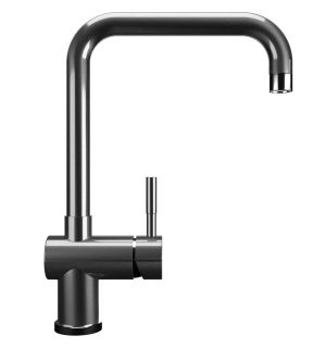 Смеситель для кухни Ulgran Classic U-023-304 с высоким поворотным изливом нержавеющая сталь