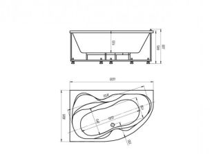 Акриловая ванна АКВАТЕК Вега 170x105 см левая без гидромассажа