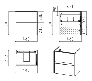 Подвесная тумба под раковину Misty Алиса 50см белый