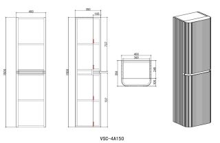 Шкаф Vincea Alto VSC-4A150MG-L подвесной, левый, 1500*404*350, светло-серый матовый
