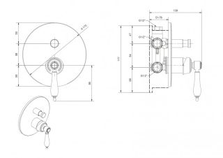 Встраиваемый однорычажный смеситель для душа с переключателем Cezares APHRODITE-VDIM2-02-Bi