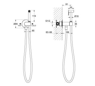 Гигиенический душ со смесителем Aquatek Оберон AQ1024BG шлифованное золото