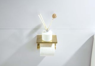 Бумагодержатель с полкой Aquatek Европа AQ4939BG шлифованное золото