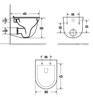 Подвесной унитаз AQUAme AQM2005 с крышкой-сиденьем белый глянцевый