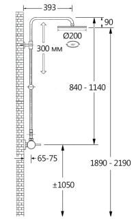 Душевая стойка AQUAme AQM8001CR со смесителем хром