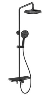 Душевая стойка AQUAme AQM8002B со смесителем чёрный матовый