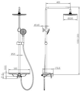 Душевая стойка AQUAme AQM8002CR со смесителем хром