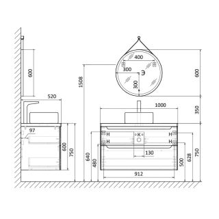 Столешница Aquanika Wood AQW100523RU69 100 см светлое дерево