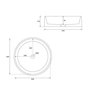 Раковина накладная by Deonria Ares 44см белый