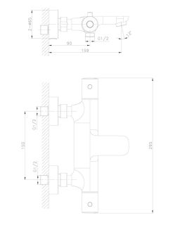 Смеситель для ванны Raiber Graceful RPB-008 с термостатом чёрный матовый