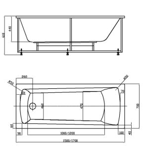 Акриловая ванна AZARIO ENRICA AV.0030150 прямоугольная 150*70