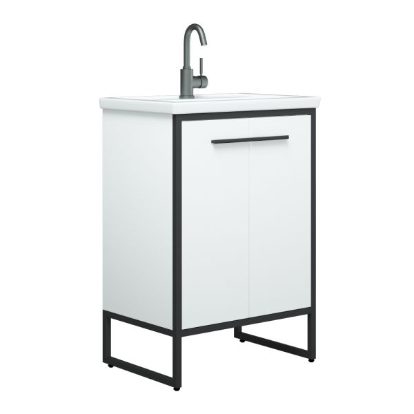Тумба под раковину Corozo Айрон 70см белый/чёрный SD-00000411
