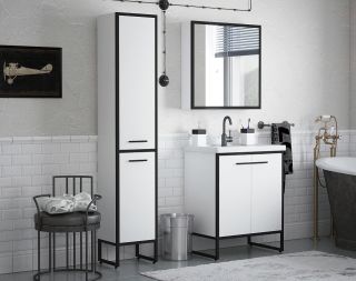 Тумба под раковину Corozo Айрон 70см белый/чёрный SD-00000411