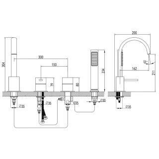Смеситель на борт ванны Azario DELICATE AZ-QA28173PA-0307APA