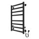 Полотенцесушитель электрический AZARIO PALERMO AZ83858B 500/800 квадрат, 8 секций, тен справа, черный