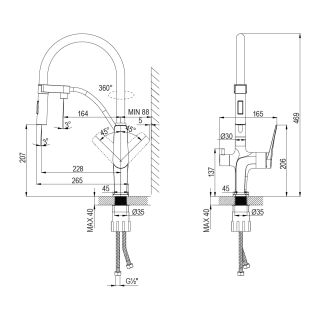 Смеситель для кухни Lemark Bronx LM3761BLR чёрный/розовое золото
