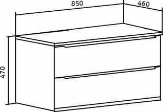 Тумба под раковину Runo подвесная серый дуб (под умывальник Moduo Square 50/ Гамма 56/ Infinity 85/ Moduo Leaf 55) Мальта 85 (00-00001100)