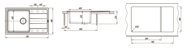 Кухонная мойка Florentina Комби 780 шампань