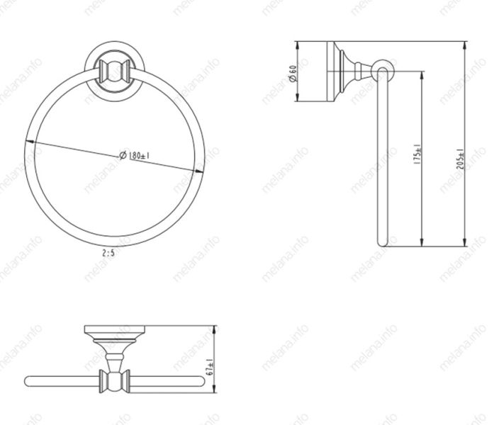 Полотенцедержатель кольцо Melana MLN-820009 хром/золото