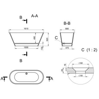 Ванна отдельностоящая Holbi Selena 161x68см цветной матовый 1.01.006.11.3