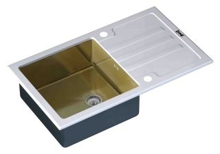Мойка кухонная Zorg Inox Glass GL-7851-WHITE-BRONZE