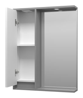Зеркальный шкаф с подсветкой Brevita Balaton BAL-04065-01-01Л левый 65см белый/серый