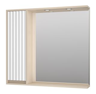 Зеркальный шкаф с подсветкой Brevita Balaton BAL-04090-03-01Л левый 90см белый/бежевый