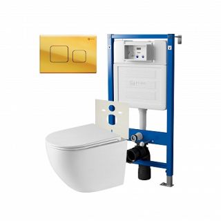 Комплект унитаза с инсталляцией Point Элемент PN48257G с сиденьем Микролифт