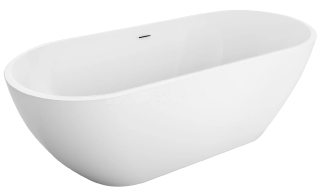 Акриловая ванна BelBagno Uno BB701 170x75 см, отдельностоящая, белая, овальная, на ножках, со сливом-переливом, с донным клапаном