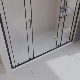 Душевой поддон BelBagno UNO TRAY-MR-UNO-AH-180/80-35-W-BO из искусственного мрамора в комплекте с сифоном