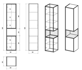 Подвесной шкаф - пенал Brevita Bergen BER-05035-01-19-ПоЛ левый 35см дуб Галифакс олово/белый