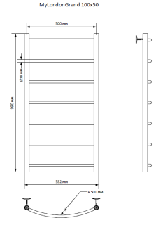 Полотенцесушитель водяной Indigo Arc LAW100-50 100x50 см хром