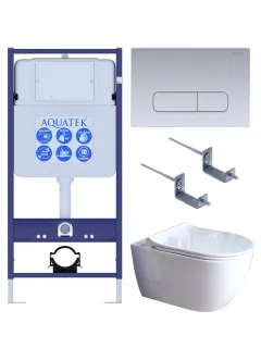 Комплект SET AQUATEK ПОЛАРИС-01-014 4в1 унитаз с инсталляцией кнопкой и сиденьем микролифт