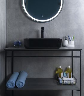 Раковина Gid BL1304 53351 накладная черная глянцевая 50x39x13