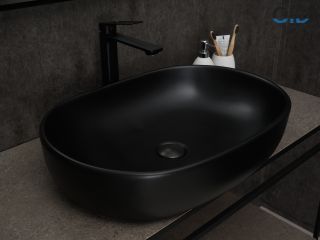 Раковина Gid Bm9026a 53369 накладная черная матовая 60x40x15