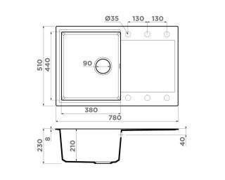 Мойка кухонная Omoikiri Daisen 78T-BE ваниль