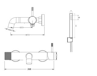 Смеситель для ванны Boheme Uno 463-BRB брашированная бронза