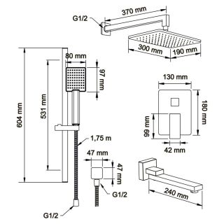 Душевой комплект Swedbe Platta 5545 хром