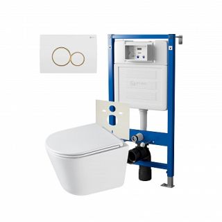 Комплект унитаза с инсталляцией Point Элемент PN48294WG с сиденьем Микролифт