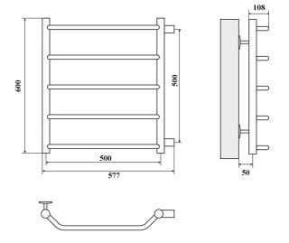 Полотенцесушитель водяной Domoterm Лаура П5 500x600-500 хром