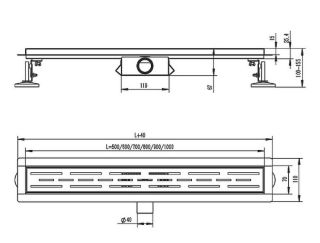 Душевой лоток Raglo R652.60.06 двухсторонняя решетка 60см чёрный